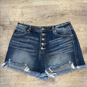 Ladies Kancan Denim Blue Women's Distressed Shorts Size 9/28